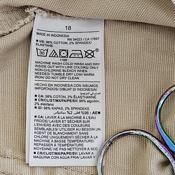 Old Navy Pants Womens 18 Beige Twill Cotton Stretch High Waist Wide Leg Coastal - Picture 11 of 16